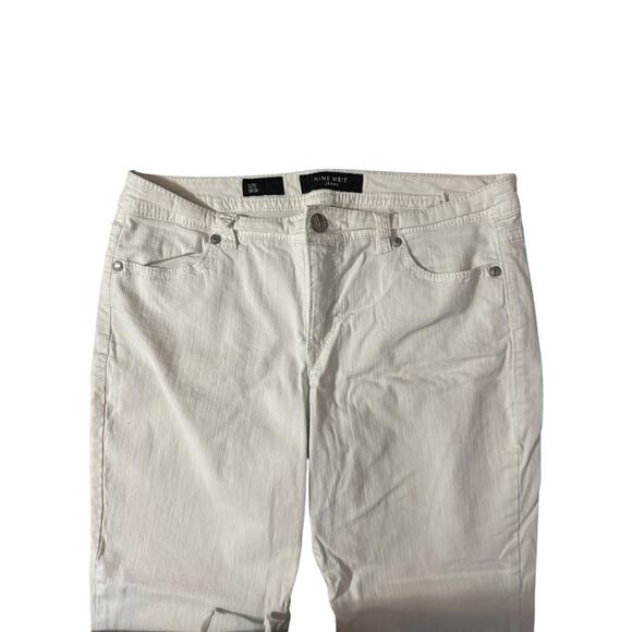 Nine West White Beaded Clam Digger Jeans Size 12 Cropped Retro Sparkle - Picture 2 of 7